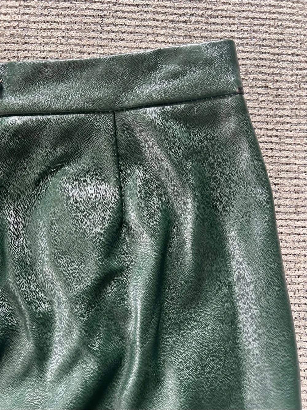 Forever 21 Dark Green Faux Leather Wrap-Accent Mini Skirt
